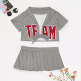 Custom Gray Red Cheerleading Uniform Set