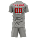 Custom Gray Red Soccer Jersey