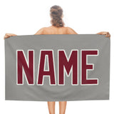 Custom Gray Crimson Red Beach Towel