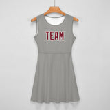 Custom Gray Crimson Red Cheerleader Dress