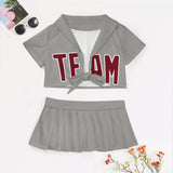 Custom Gray Crimson Red Cheerleading Uniform Set