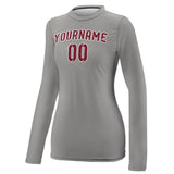 Custom Gray Crimson Red Women's Long-Sleeve Shirt