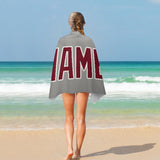 Custom Gray Crimson Red Beach Towel