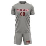 Custom Gray Crimson Red Soccer Jersey
