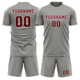Custom Gray Crimson Red Soccer Jersey