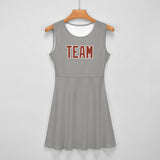 Custom Gray Coral Red Cheerleader Dress