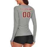 Custom Gray Coral Red Women's Long-Sleeve Shirt