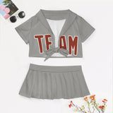 Custom Gray Coral Red Cheerleading Uniform Set
