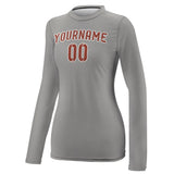 Custom Gray Coral Red Women's Long-Sleeve Shirt