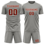 Custom Gray Coral Red Soccer Jersey