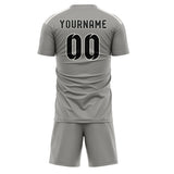Custom Gray Black Soccer Jersey