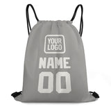 Custom Gray White Drawstring Bag