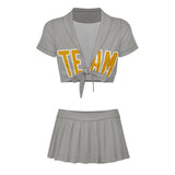 Custom Gray Yellow Cheerleading Uniform Set
