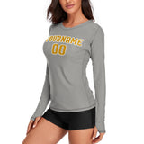 Custom Gray Yellow Women's Long-Sleeve Shirt