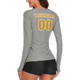 Custom Gray Yellow Women's Long-Sleeve Shirt