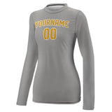 Custom Gray Yellow Women's Long-Sleeve Shirt