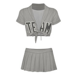 Custom Gray Dark Grey Cheerleading Uniform Set