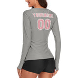 Custom Gray Light Pink Women's Long-Sleeve Shirt
