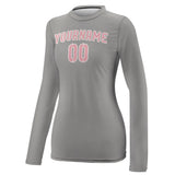 Custom Gray Light Pink Women's Long-Sleeve Shirt