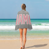Custom Gray Light Pink Beach Towel