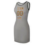 Custom Gray Khaki Sleeveless Vest Dress