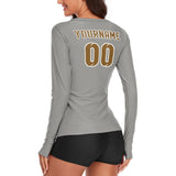 Custom Gray Khaki Women's Long-Sleeve Shirt