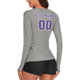 Custom Gray Light Purple Women's Long-Sleeve Shirt