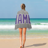 Custom Gray Light Purple Beach Towel