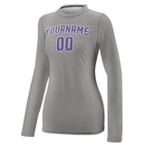 Custom Gray Light Purple Women's Long-Sleeve Shirt