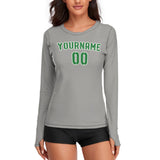 Custom Gray Emerald Green Women's Long-Sleeve Shirt