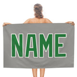 Custom Gray Emerald Green Beach Towel