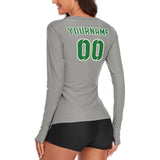 Custom Gray Emerald Green Women's Long-Sleeve Shirt