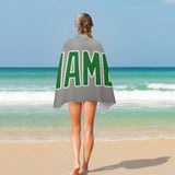 Custom Gray Emerald Green Beach Towel