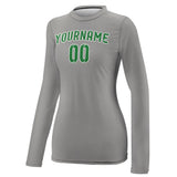 Custom Gray Emerald Green Women's Long-Sleeve Shirt
