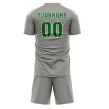 Custom Gray Emerald Green Soccer Jersey