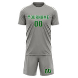 Custom Gray Emerald Green Soccer Jersey