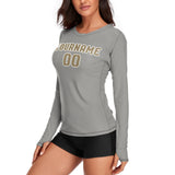 Custom Gray Light Khaki Women's Long-Sleeve Shirt