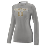 Custom Gray Light Khaki Women's Long-Sleeve Shirt