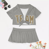 Custom Gray Light Khaki Cheerleading Uniform Set