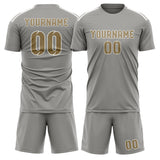 Custom Gray Light Khaki Soccer Jersey