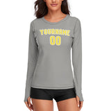 Custom Gray Light Yellow Women's Long-Sleeve Shirt
