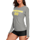 Custom Gray Light Yellow Women's Long-Sleeve Shirt