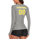 Custom Gray Light Yellow Women's Long-Sleeve Shirt