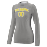 Custom Gray Light Yellow Women's Long-Sleeve Shirt