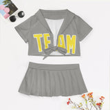 Custom Gray Light Yellow Cheerleading Uniform Set