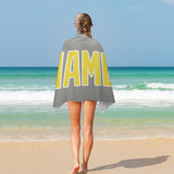 Custom Gray Light Yellow Beach Towel