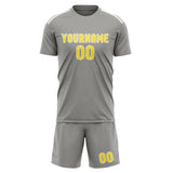 Custom Gray Light Yellow Soccer Jersey