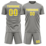 Custom Gray Light Yellow Soccer Jersey