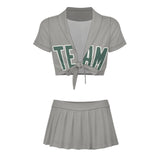 Custom Gray Blue Green Cheerleading Uniform Set