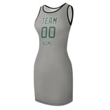 Custom Gray Blue Green Sleeveless Vest Dress